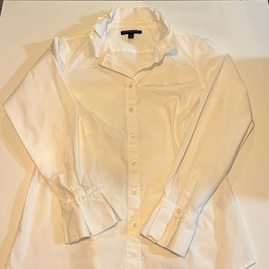 Banana republic white button up with ruffle collar and sleeves